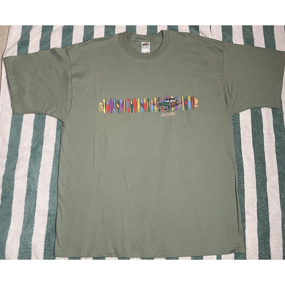 VTG maui surfboards Woody Car T-shirt men's 2XL Green NEW